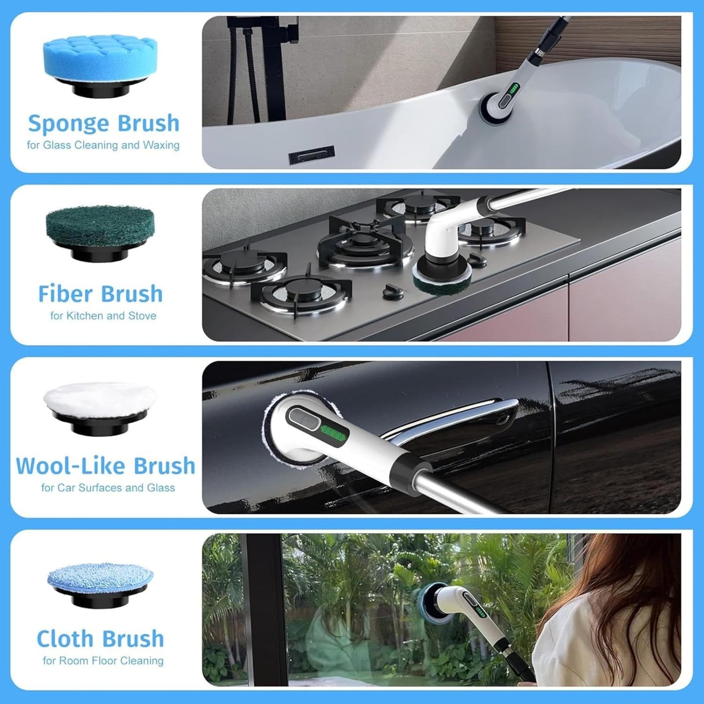 Electric Spin Scrubber | Cleaning Brush Scrubber for Home | 9 in 1 Electric Scrubber Brush