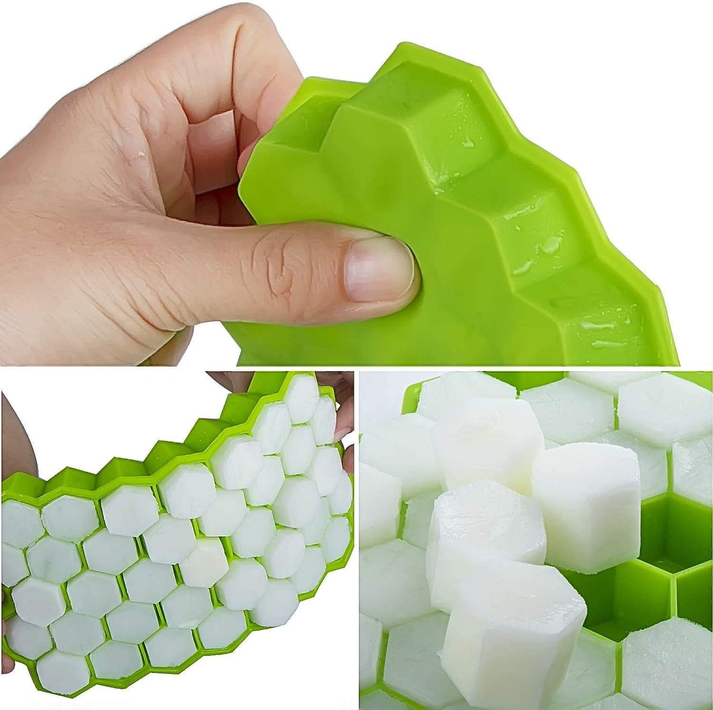 ICE TRAY HONEY SHAPE TRAY Rubber Flexible Silicone Honeycomb Shape. Pack of 2