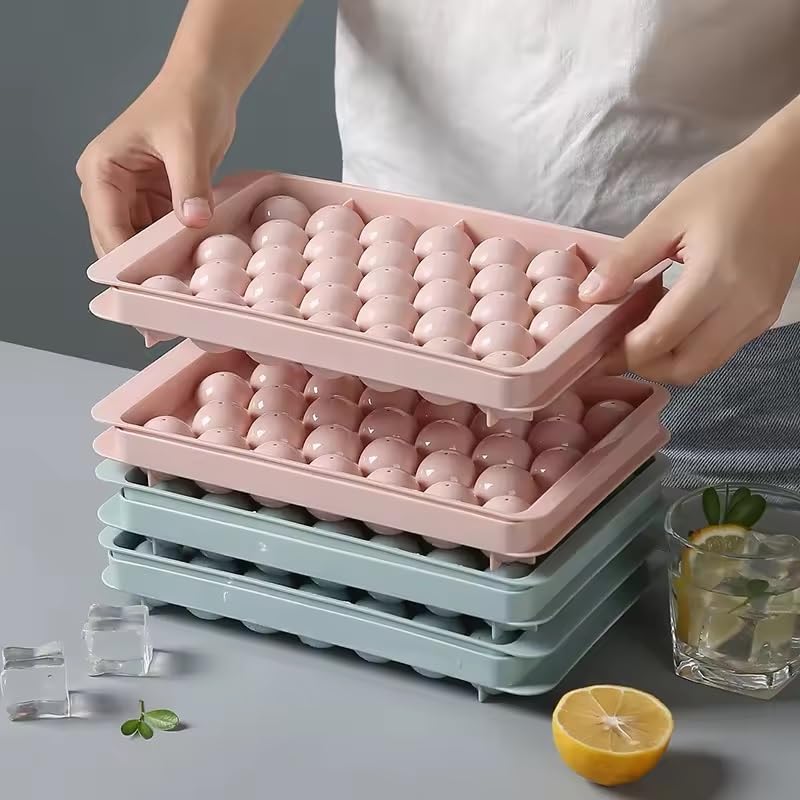 Home Basket Cavity Ice Trays for Freezer, Ice Cube Tray, Ice Cube Tray with lid, Round ice Cube Tray
