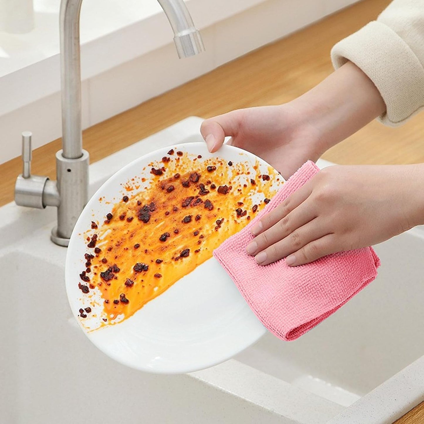Reusable Microfiber Kitchen Cleaning Cloths with Dispenser Box | for Hands, Home, Car Window (Pack-20 Pcs)