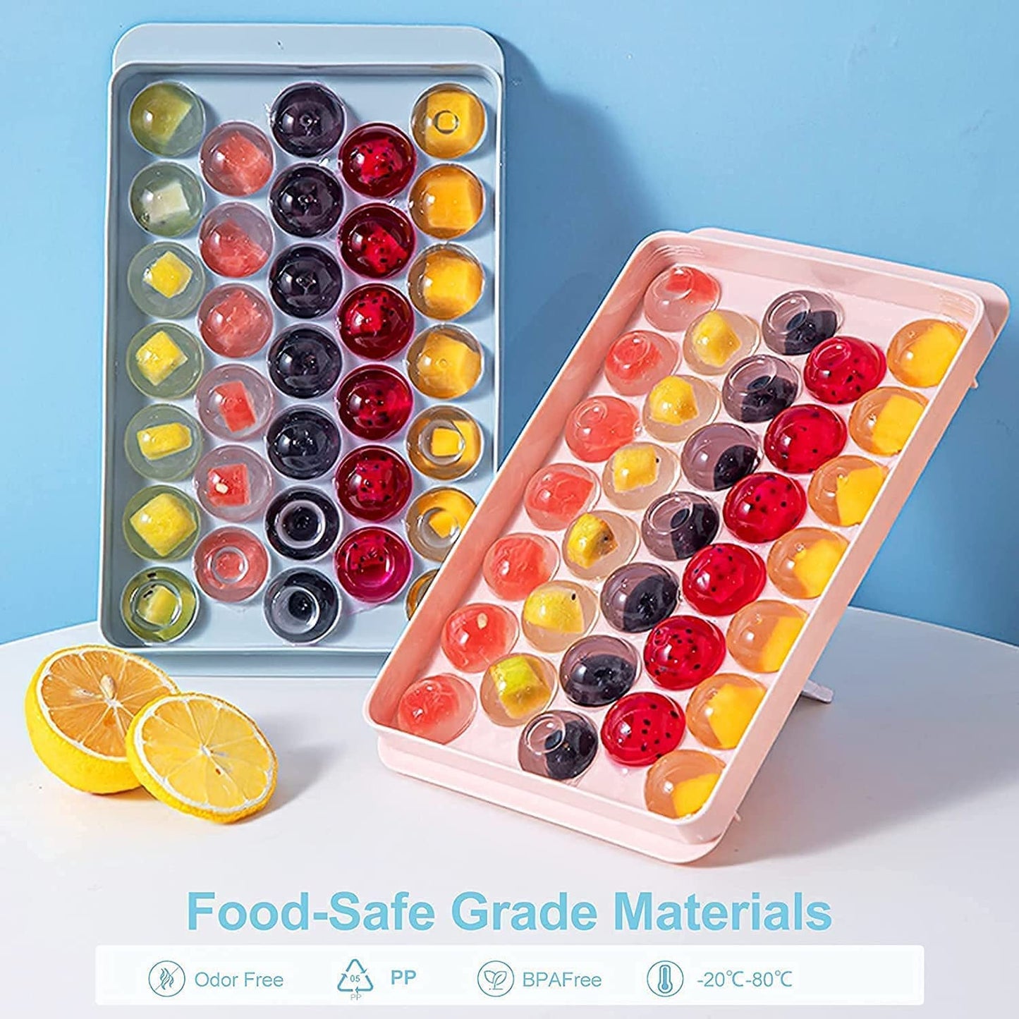 Home Basket Cavity Ice Trays for Freezer, Ice Cube Tray, Ice Cube Tray with lid, Round ice Cube Tray