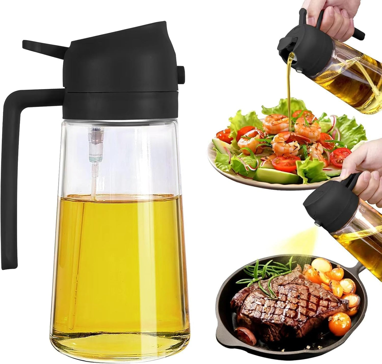 2 in 1 Oil Dispenser | 500ml Oil Bottle with Premium Nozzle