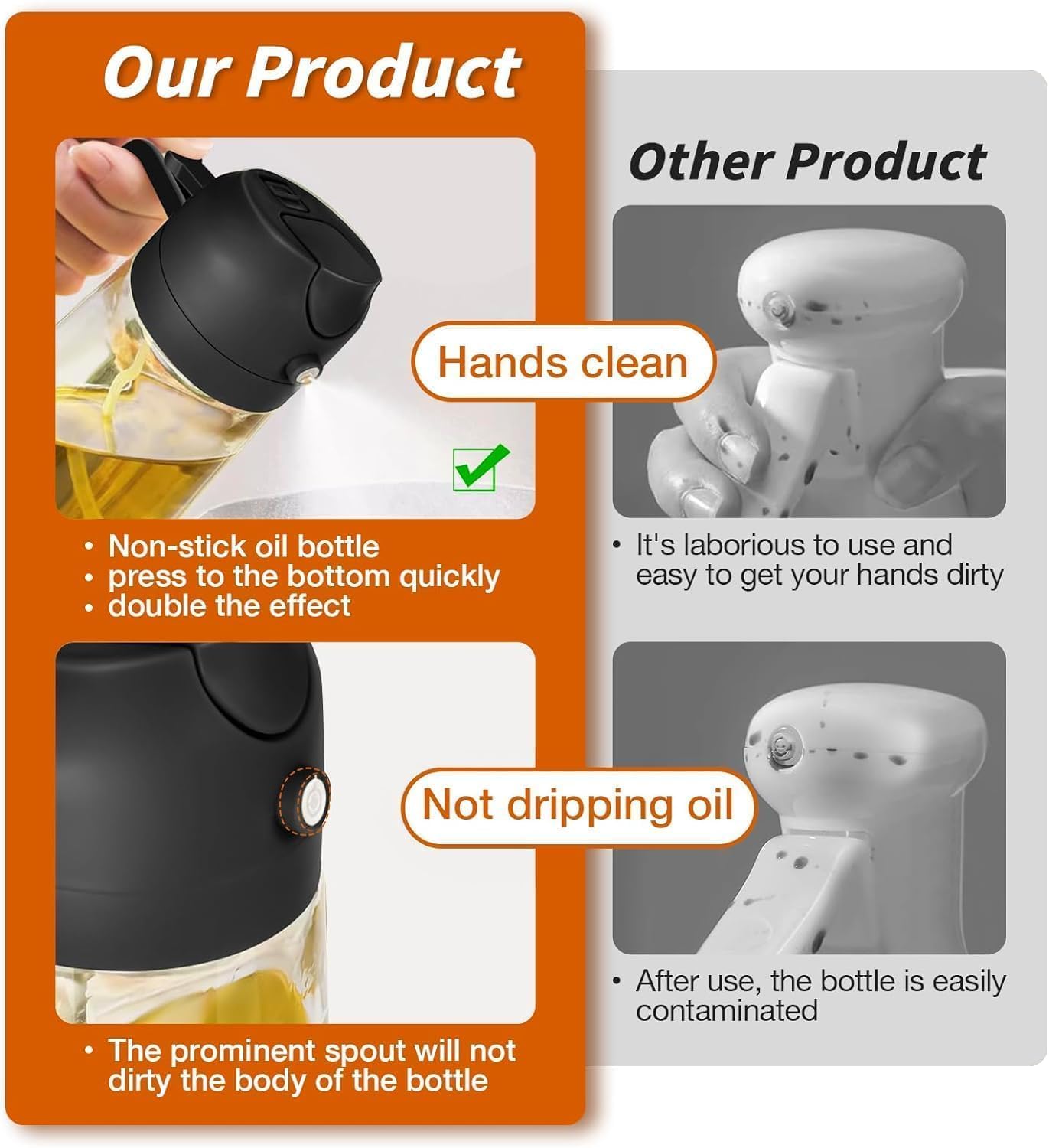 2 in 1 Oil Dispenser | 500ml Oil Bottle with Premium Nozzle