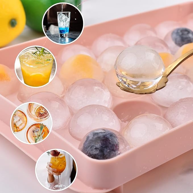 Home Basket Cavity Ice Trays for Freezer, Ice Cube Tray, Ice Cube Tray with lid, Round ice Cube Tray