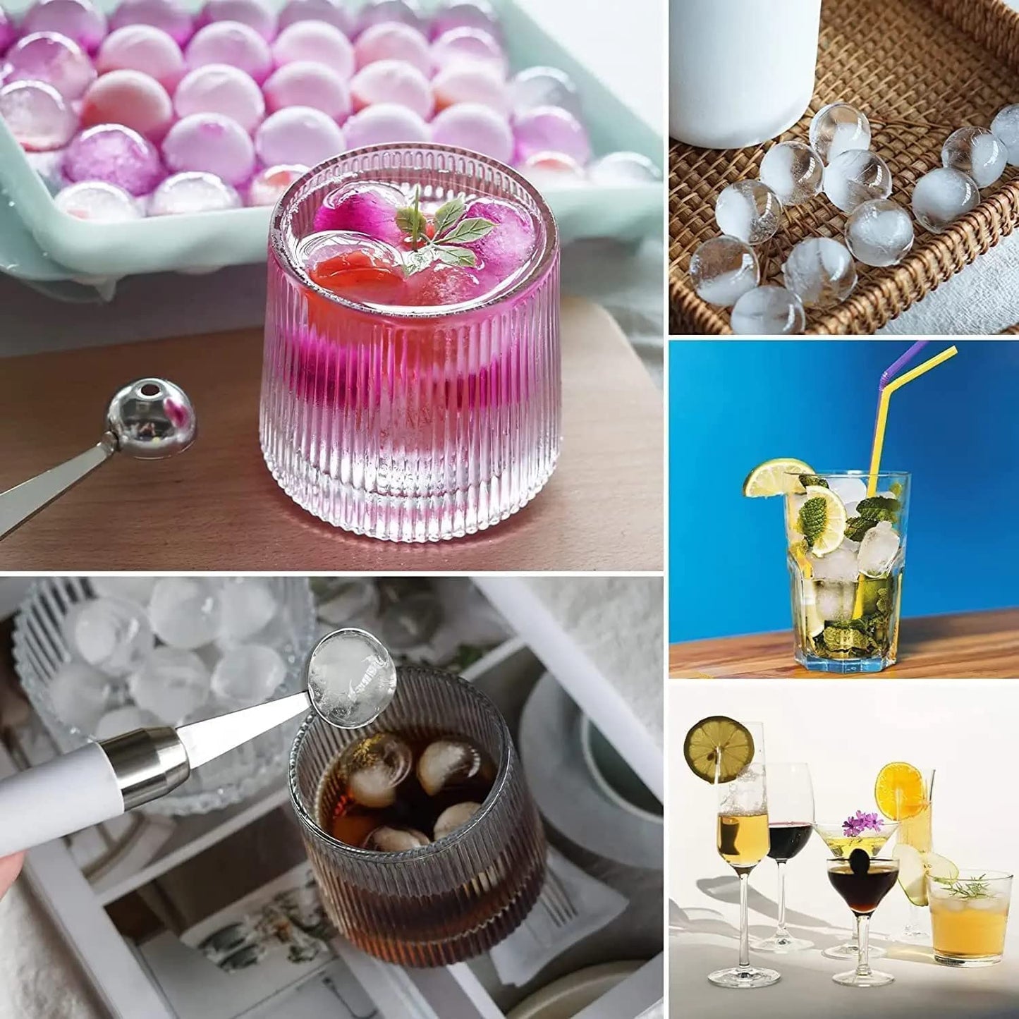 Home Basket Cavity Ice Trays for Freezer, Ice Cube Tray, Ice Cube Tray with lid, Round ice Cube Tray
