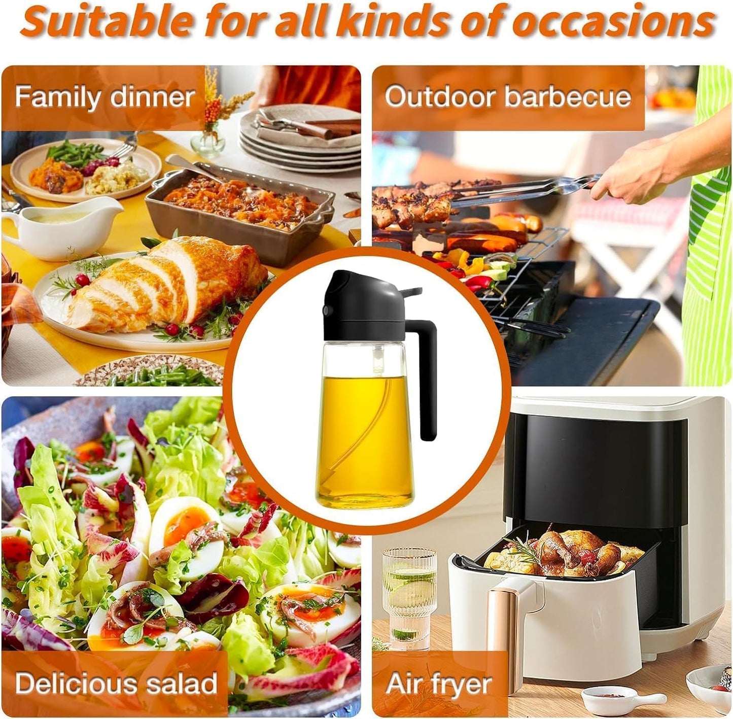 2 in 1 Oil Dispenser | 500ml Oil Bottle with Premium Nozzle