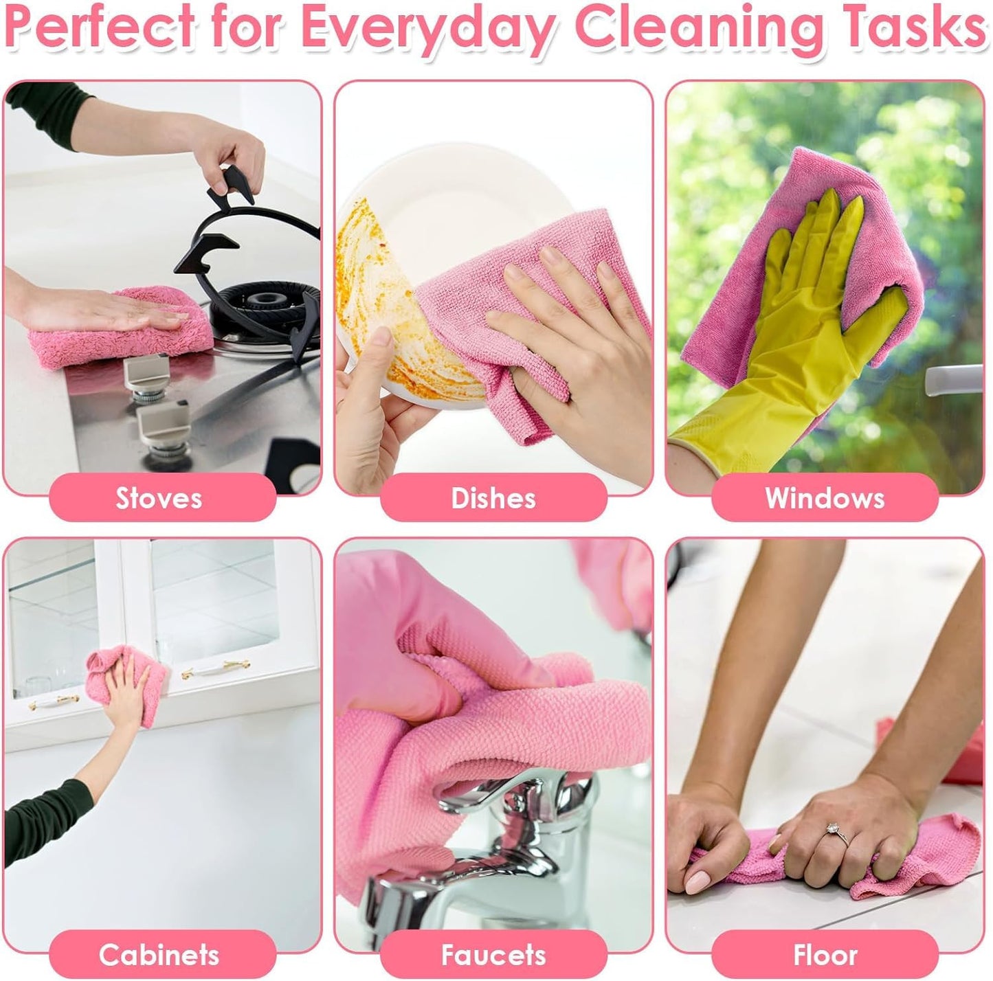 Reusable Microfiber Kitchen Cleaning Cloths with Dispenser Box | for Hands, Home, Car Window (Pack-20 Pcs)