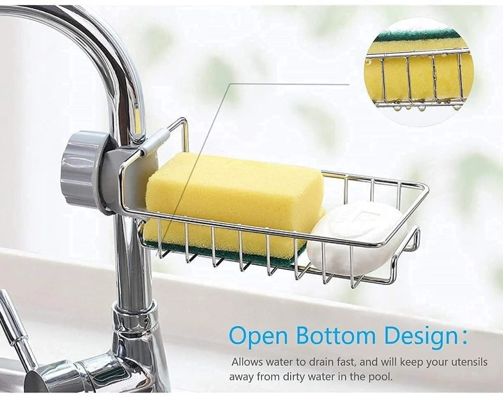 Kitchen Steel Sink Faucet Sponge, Scrubber Faucet Rack