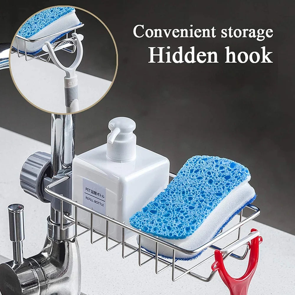 Kitchen Steel Sink Faucet Sponge, Scrubber Faucet Rack