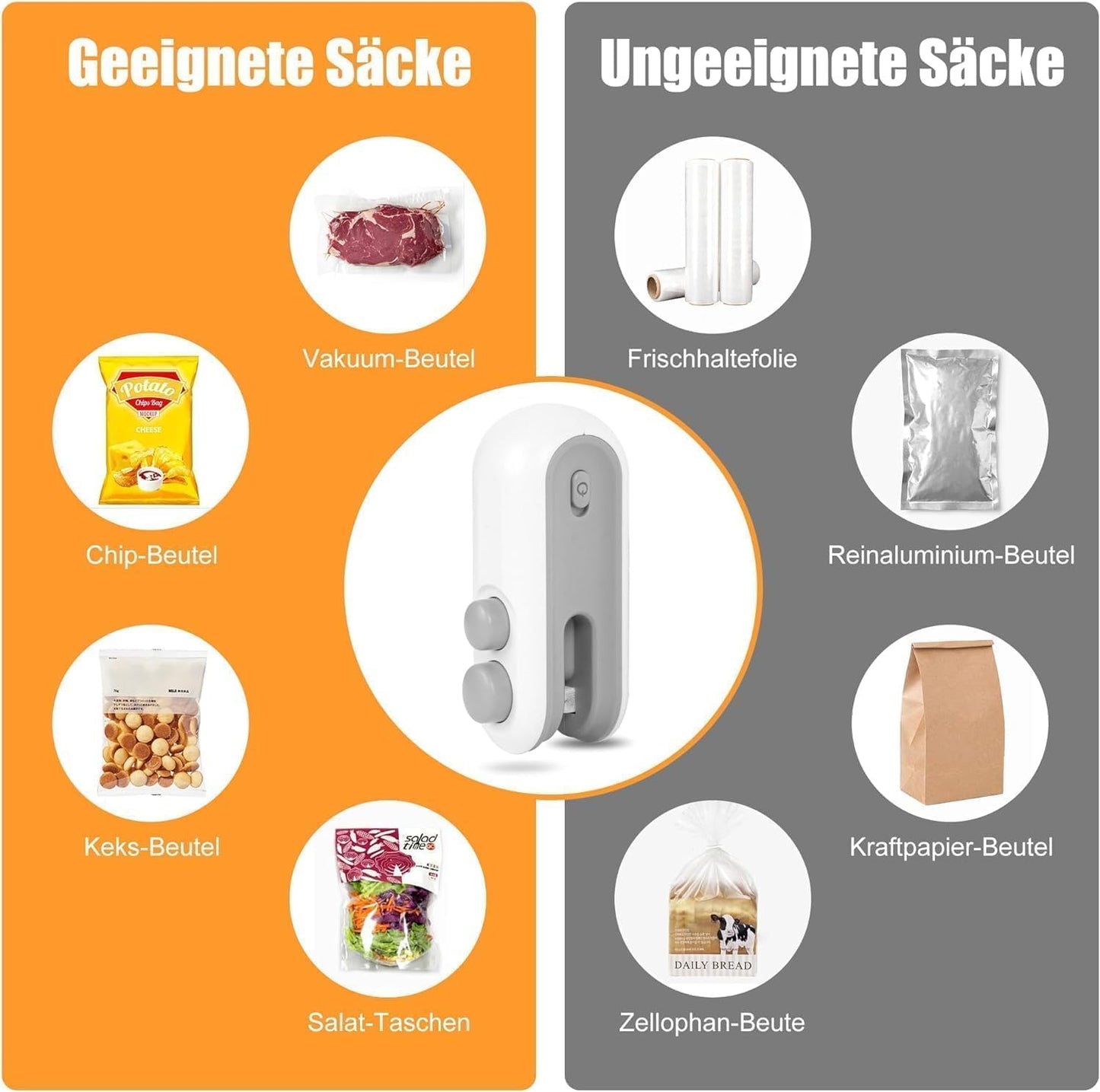 Portable Mini Sealing Machine | Handheld Packet Sealer for Food, Snacks, Chips, Fresh Storage | Seals Plastic Bags | Ideal for Kitchen