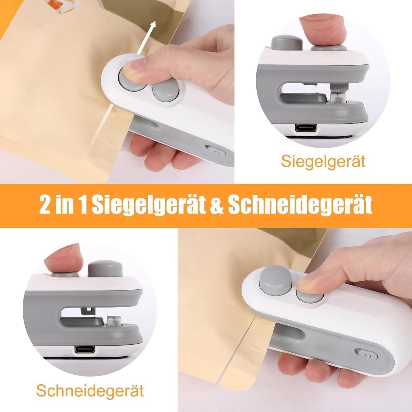 Portable Mini Sealing Machine | Handheld Packet Sealer for Food, Snacks, Chips, Fresh Storage | Seals Plastic Bags | Ideal for Kitchen