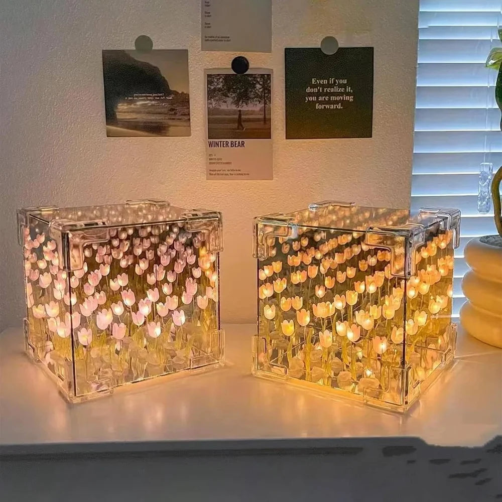 Tulip Night Light Cute Flower Bedroom Sleeping Lamp