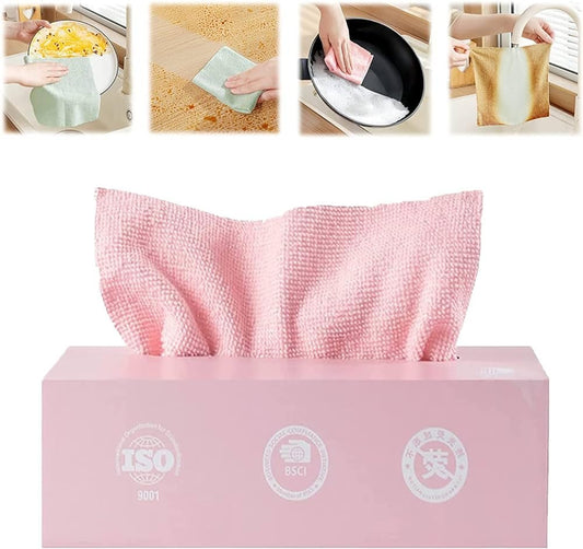 Reusable Microfiber Kitchen Cleaning Cloths with Dispenser Box | for Hands, Home, Car Window (Pack-20 Pcs)
