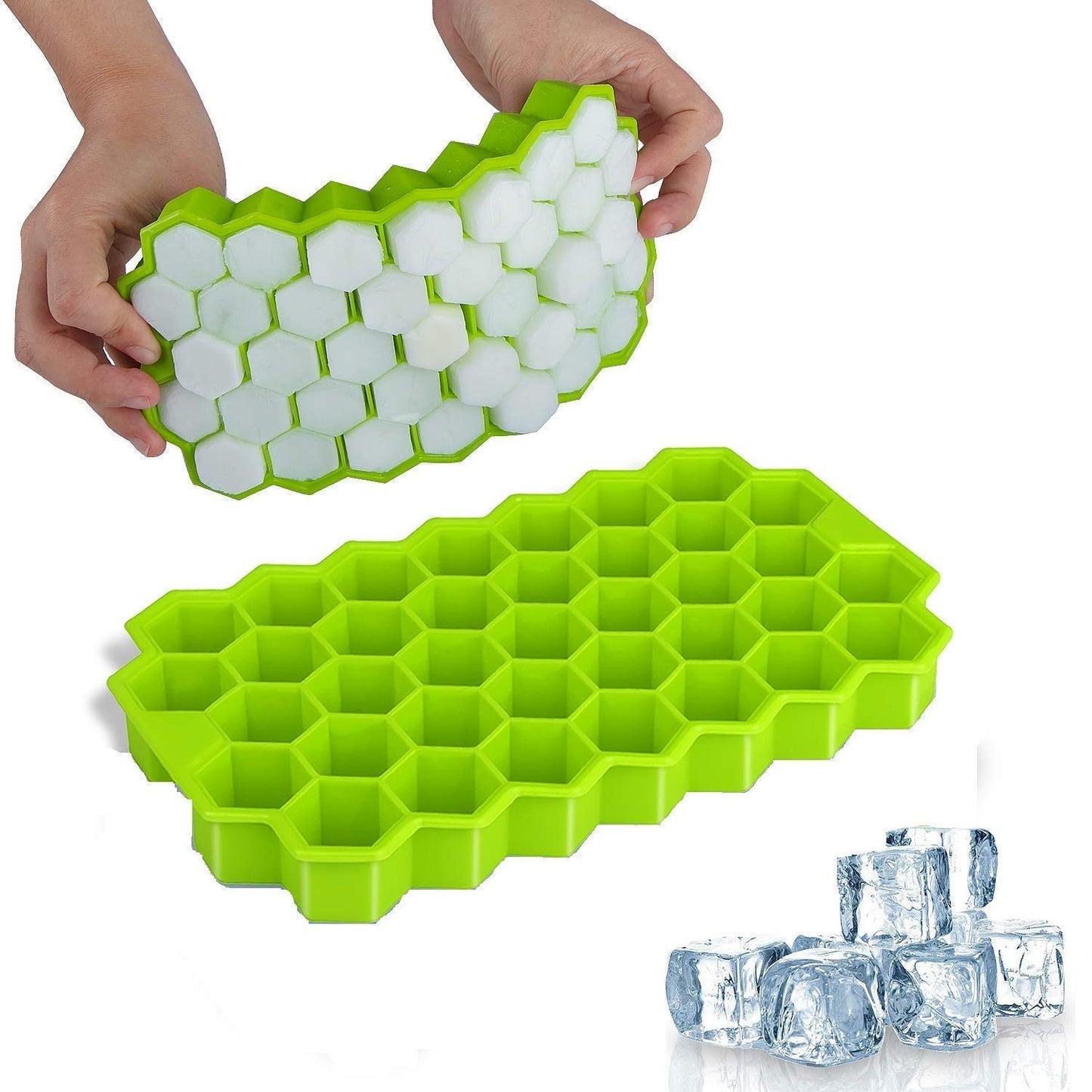 ICE TRAY HONEY SHAPE TRAY Rubber Flexible Silicone Honeycomb Shape. Pack of 2