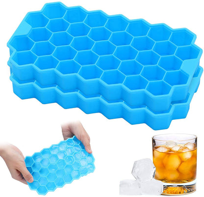 ICE TRAY HONEY SHAPE TRAY Rubber Flexible Silicone Honeycomb Shape. Pack of 2