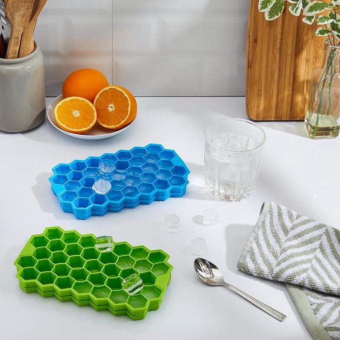 ICE TRAY HONEY SHAPE TRAY Rubber Flexible Silicone Honeycomb Shape. Pack of 2