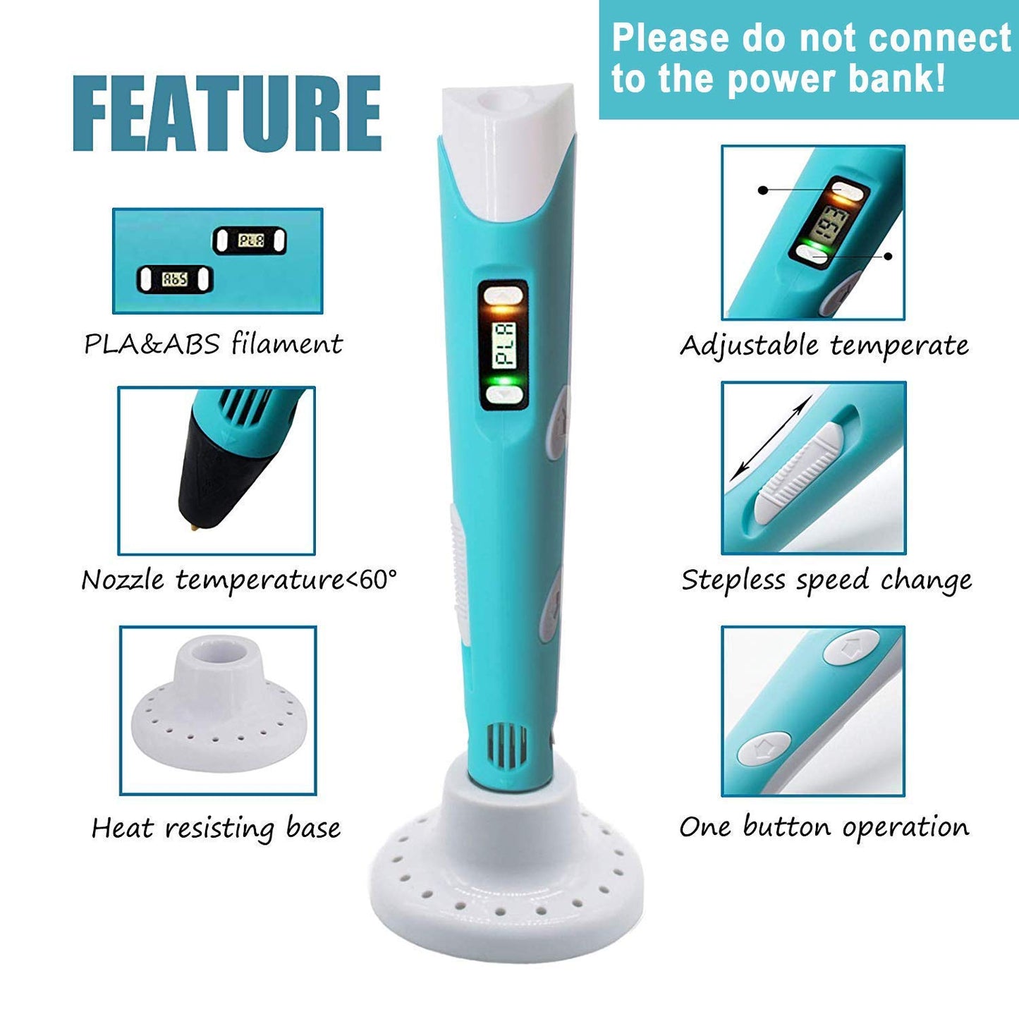 3D Pen for Kids with Adjustable Temperature