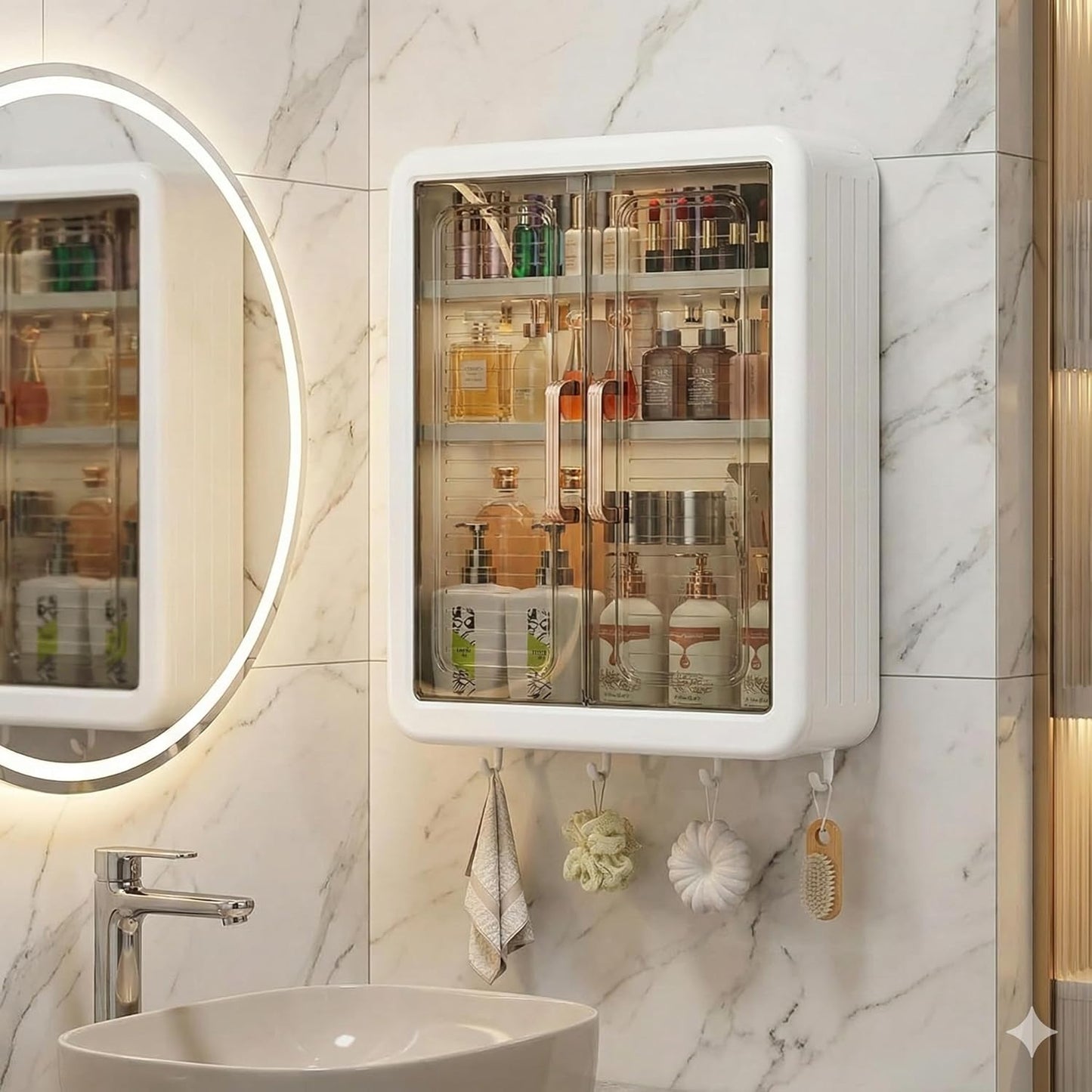 Wall Mounted Bathroom Cabinet Organizer with Doors