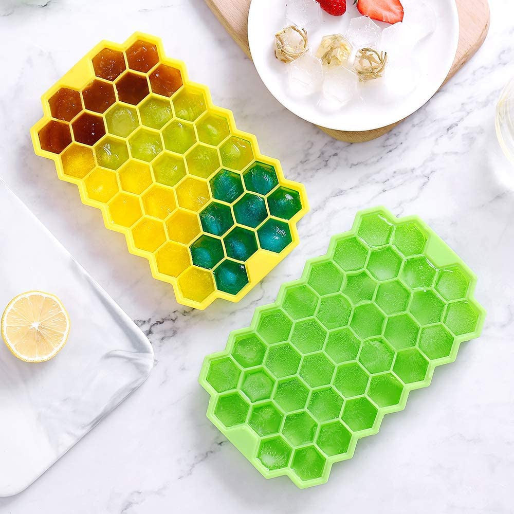 ICE TRAY HONEY SHAPE TRAY Rubber Flexible Silicone Honeycomb Shape. Pack of 2