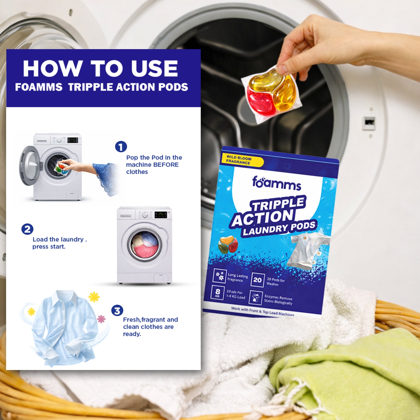 FOAMMS Tripple action Laundry Pods