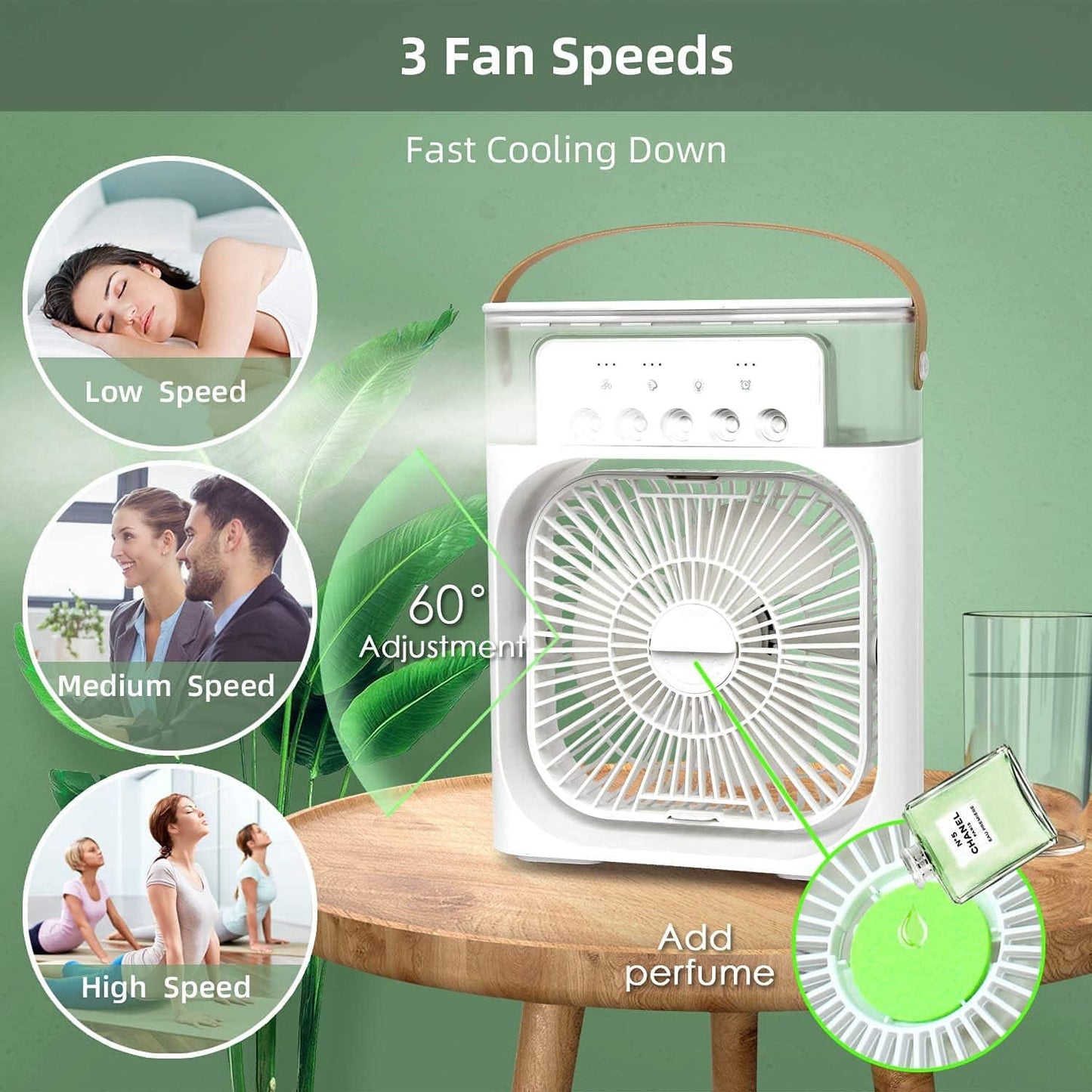 Mini Cooler for Room | Small AC Quiet Personal Air Cooler, USB Powered Mini Desktop Cooling Misting Fan