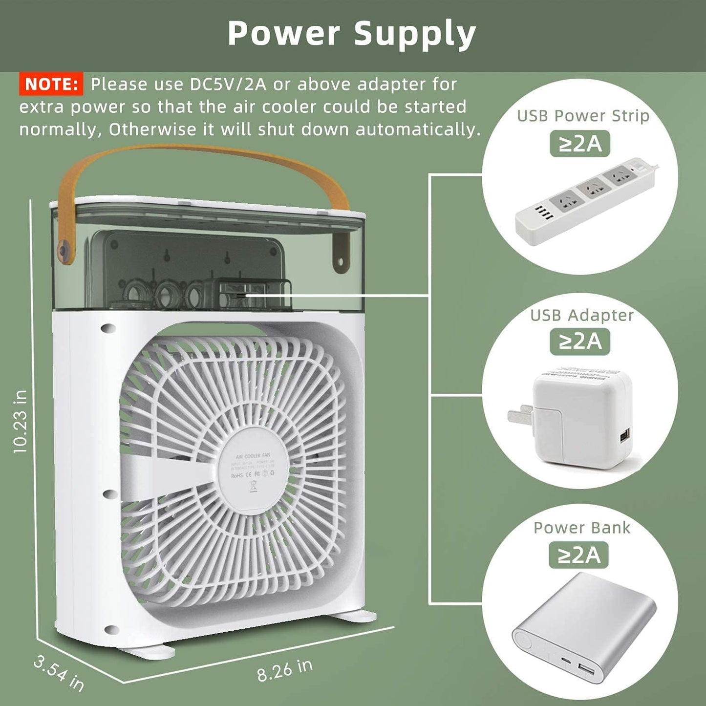 Mini Cooler for Room | Small AC Quiet Personal Air Cooler, USB Powered Mini Desktop Cooling Misting Fan