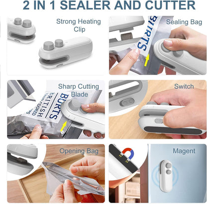 Portable Mini Sealing Machine | Handheld Packet Sealer for Food, Snacks, Chips, Fresh Storage | Seals Plastic Bags  | Ideal for Kitchen
