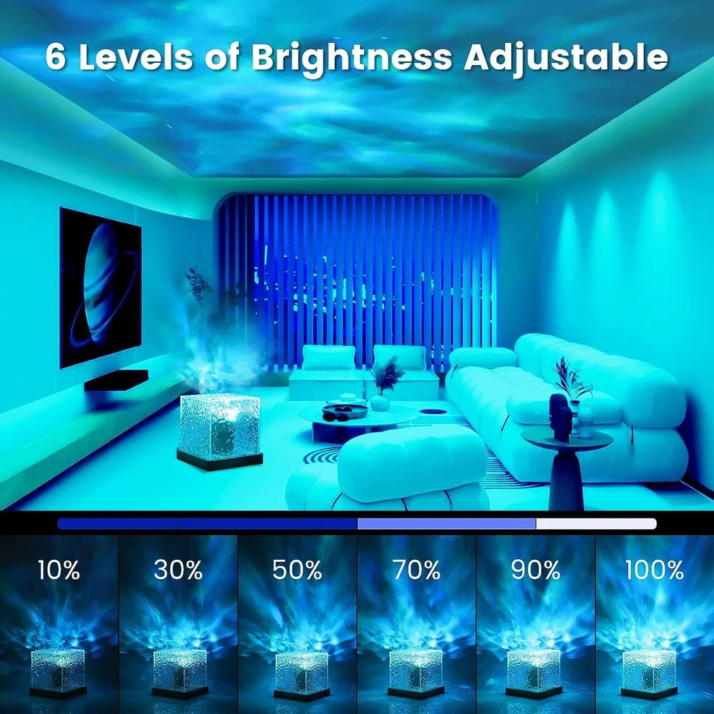 Ocean Wave Projector Lamp. 3D Water Wave Effect Romantic LED Night Light. Remote Control