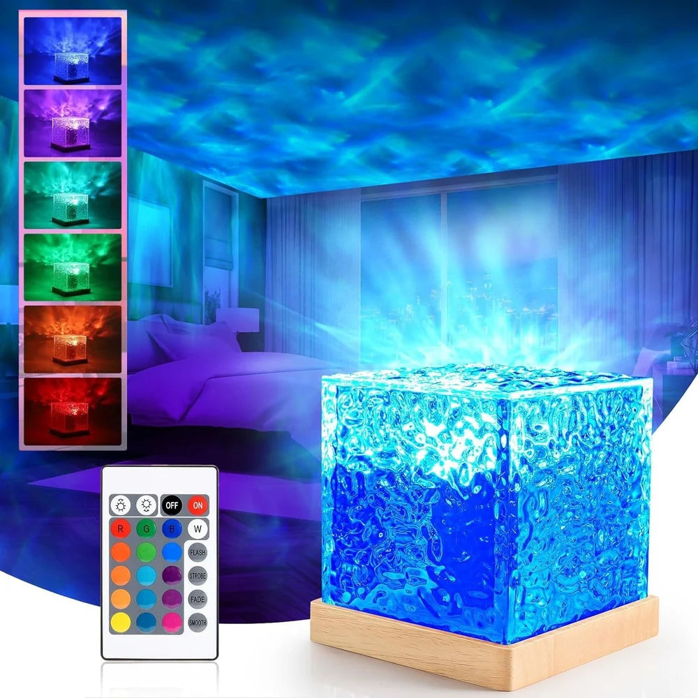 Ocean Wave Projector Lamp. 3D Water Wave Effect Romantic LED Night Light. Remote Control