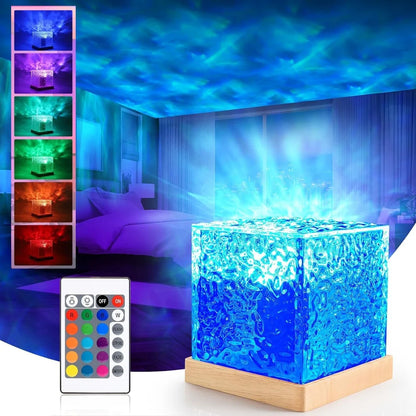 Ocean Wave Projector Lamp. 3D Water Wave Effect Romantic LED Night Light. Remote Control